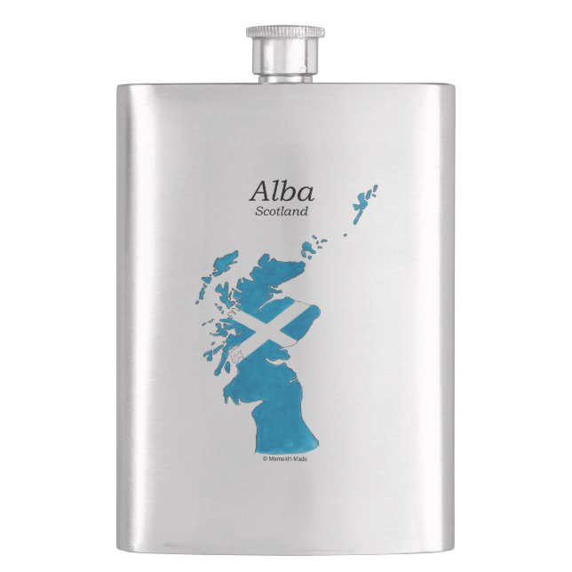 Scotland / Alba hand painted map Scottish Gaelic Flask (Front)