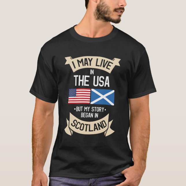 Scotland American Flag Usa Scottish Roots Gifts T-Shirt (Front)