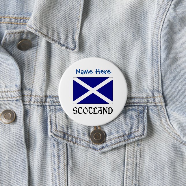 Scotland and Scot Flag Blue Personalization Button (In Situ)