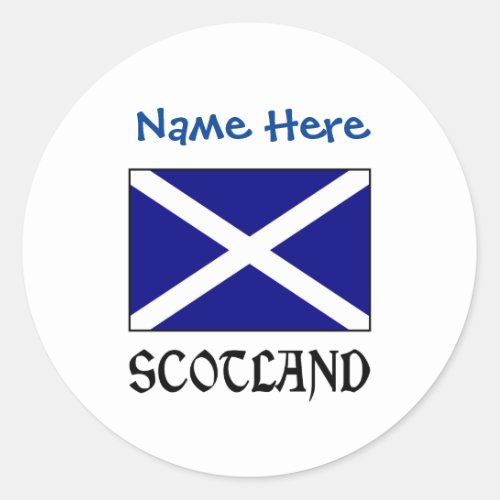 Scotland and Scot Flag Blue Personalization  Classic Round Sticker