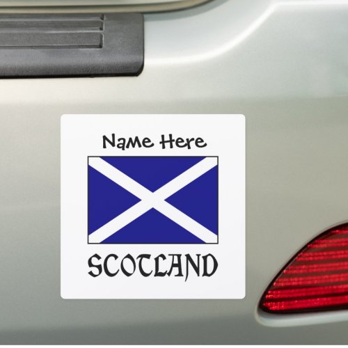 Scotland and Scot Flag Personalized Square Car Magnet