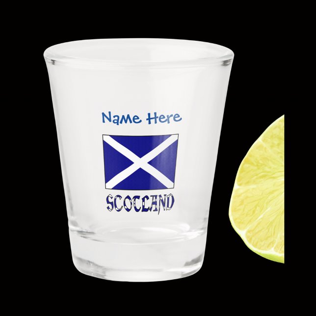 Scotland and Scottish Flag Blue Personalization  Shot Glass (Creator Uploaded)