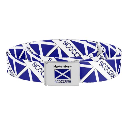 Scotland and Scottish Flag with Your Name Belt