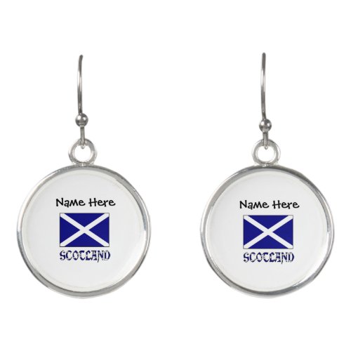 Scotland and Scottish Flag with Your Name Earrings