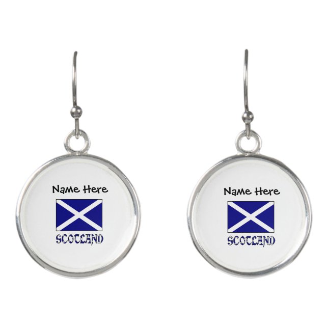 Scotland and Scottish Flag with Your Name Earrings (Front)