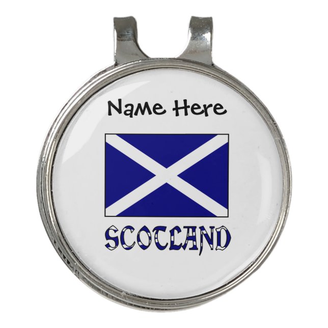 Scotland and Scottish Flag with Your Name Golf Hat Clip (Front)