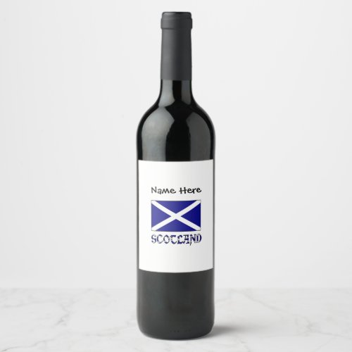 Scotland and Scottish Flag with Your Name Wine Label
