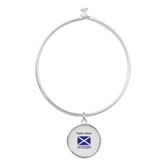Scotland and St. Andrew Cross Flag Personalized  Bangle Bracelet (Front)