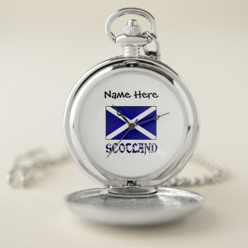 Scotland and St Andrew Cross Flag Personalized  Pocket Watch