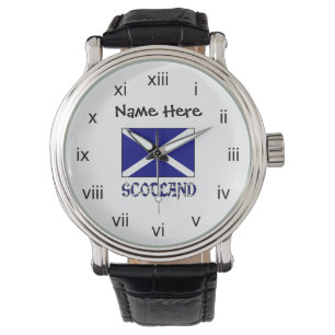 Scotland and St. Andrew Cross Flag Personalized Watch