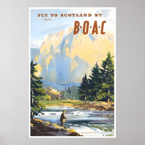 Scotland Art BOAC Travel Poster Scottish Print