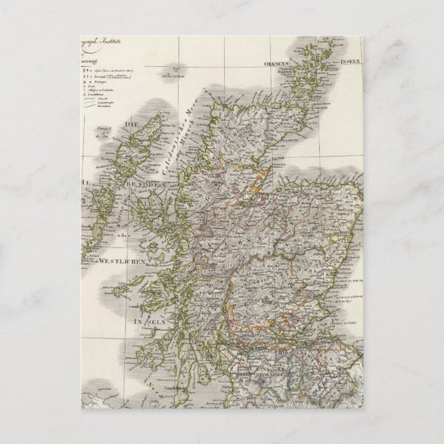 Scotland Atlas Map Postcard (Front)