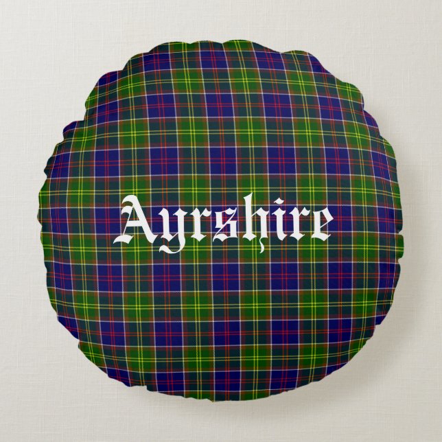 Scotland Ayrshire District Tartan Round Pillow (Front)