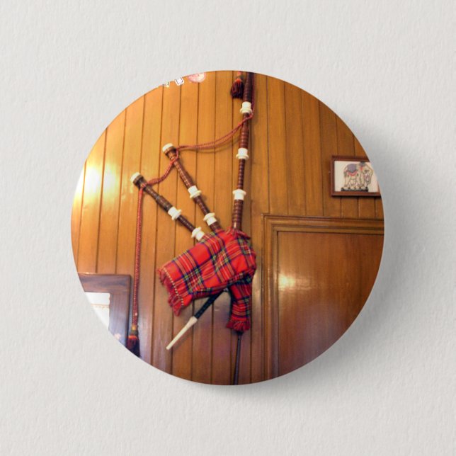 Scotland Bagpipe Tartan Plaid Musical Instrument Button (Front)