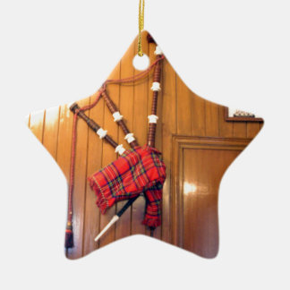Scotland Bagpipe Tartan Plaid Musical Instrument Ceramic Ornament