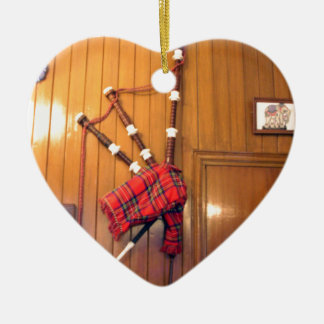 Scotland Bagpipe Tartan Plaid Musical Instrument Ceramic Ornament
