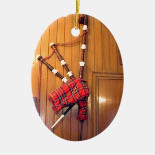 Scotland Bagpipe Tartan Plaid Musical Instrument Ceramic Ornament