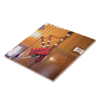 Scotland Bagpipe Tartan Plaid Musical Instrument Ceramic Tile