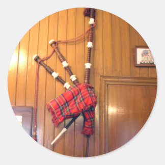 Scotland Bagpipe Tartan Plaid Musical Instrument Classic Round Sticker