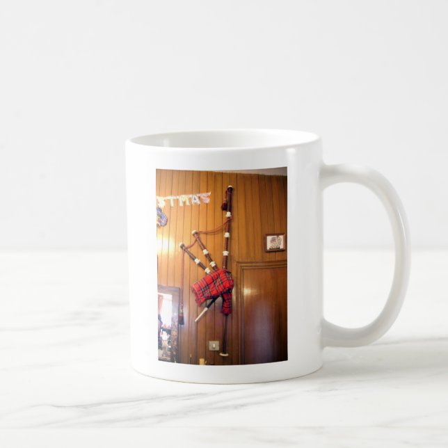 Scotland Bagpipe Tartan Plaid Musical Instrument Coffee Mug (Right)
