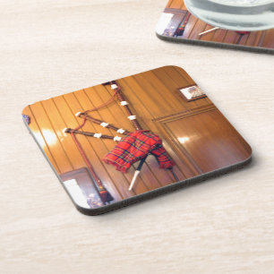 Scotland Bagpipe Tartan Plaid Musical Instrument Drink Coaster