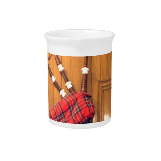 Scotland Bagpipe Tartan Plaid Musical Instrument Drink Pitcher (Front)