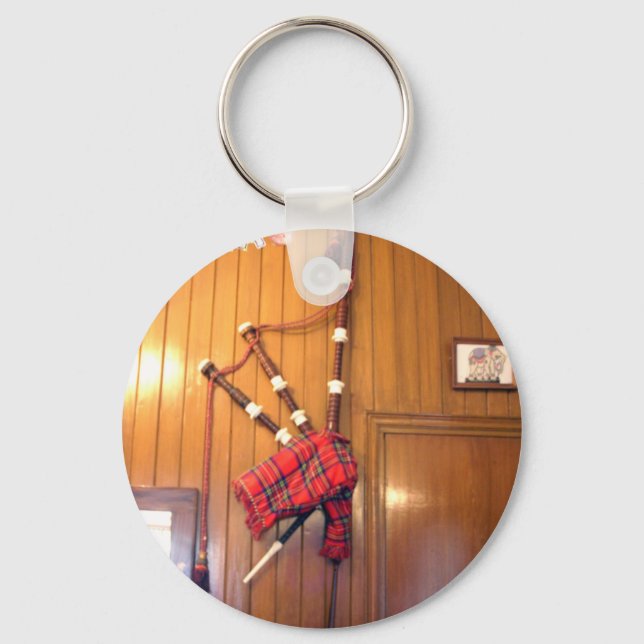 Scotland Bagpipe Tartan Plaid Musical Instrument Keychain (Front)