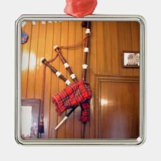 Scotland Bagpipe Tartan Plaid Musical Instrument Metal Ornament
