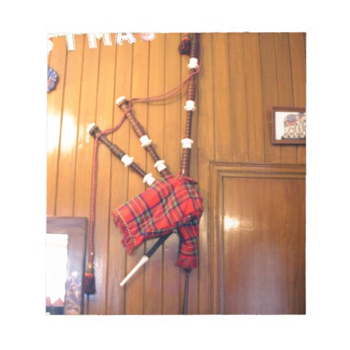 Scotland Bagpipe Tartan Plaid Musical Instrument Notepad