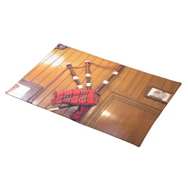 Scotland Bagpipe Tartan Plaid Musical Instrument Placemat (On Table)