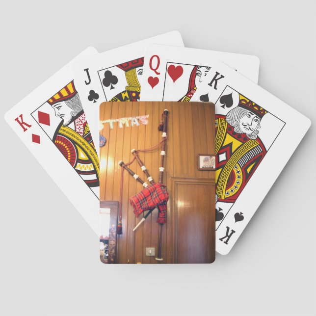 Scotland Bagpipe Tartan Plaid Musical Instrument Poker Cards (Back)