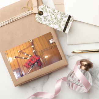 Scotland Bagpipe Tartan Plaid Musical Instrument Rectangular Sticker