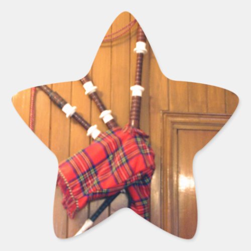 Scotland Bagpipe Tartan Plaid Musical Instrument Star Sticker