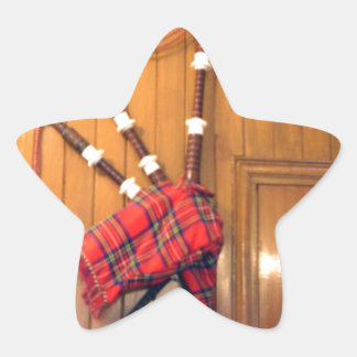 Scotland Bagpipe Tartan Plaid Musical Instrument Star Sticker