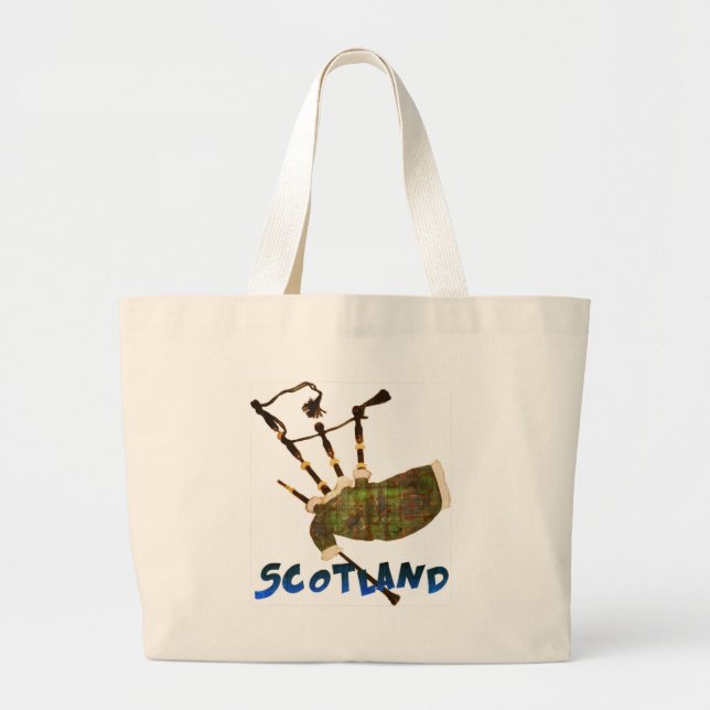 Scotland Bagpipes Large Tote Bag (Front)