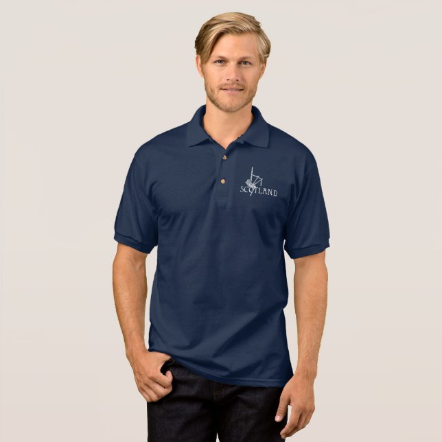 Scotland Bagpipes, Scottish Design Polo Shirt (Front Full)