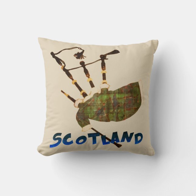 Scotland Bagpipes Throw Pillow (Front)