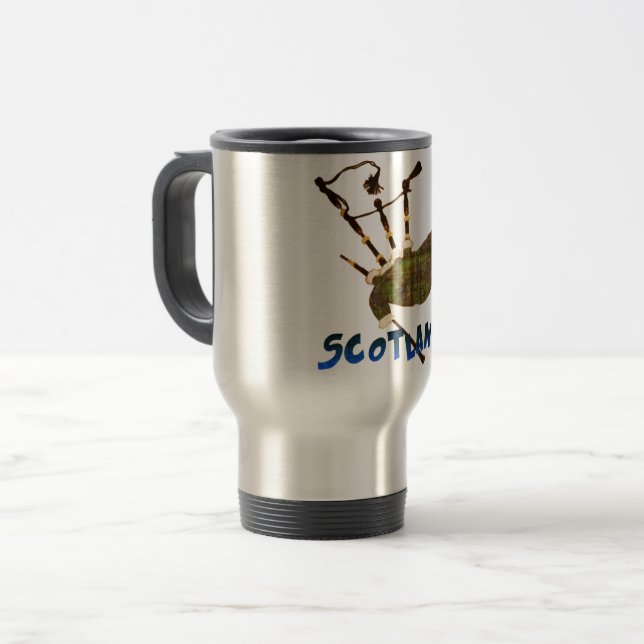 Scotland Bagpipes Travel Mug (Front Left)