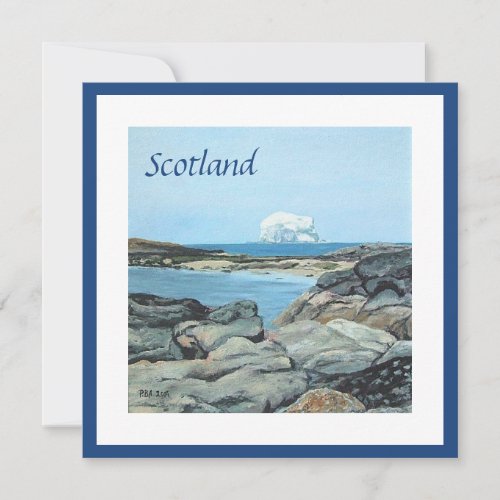 Scotland Bass Rock North Berwick art by PolaBA Holiday Card