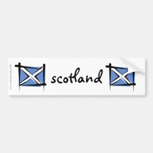 Scotland Brush Flag Bumper Sticker