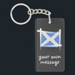 Scotland Brush Flag Keychain<br><div class="desc">Represent Scotland! This item features a brush stroke sketch of the Scottish flag that simulates Sume-e brush painting. Do you know a Scot or Scottish-American who misses their home country and culture and would like to be patriotic about their nation? Travellers to Europe, Scottish-Americans, or Scots themselves will love to...</div>