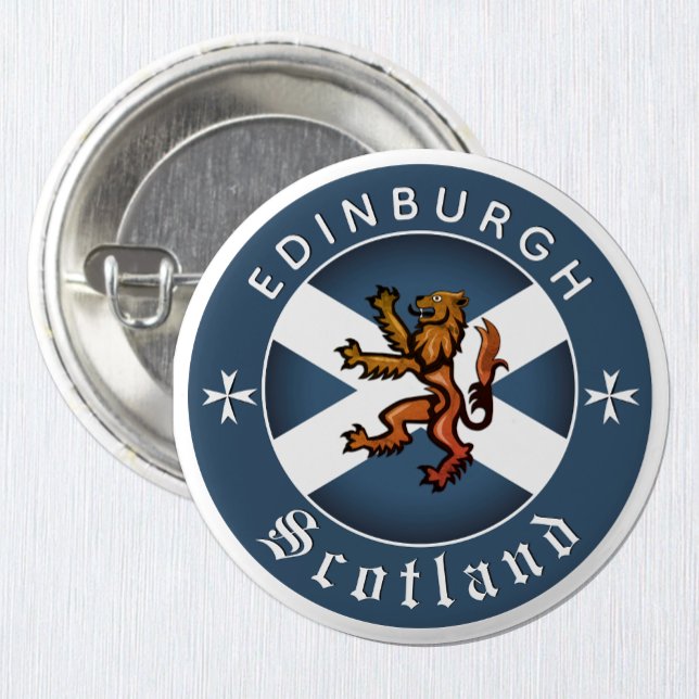 Scotland Button, Rampant, Edinburgh, Scottish Flag Button (Scotland Button / Flag, Rampant, City)