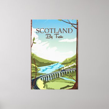 Scotland By Train Locomotive Travel Poster Canvas Print by bartonleclaydesign at Zazzle