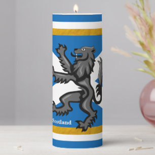 Scotland Candle, Scottish Flag golden rim /Rampant Pillar Candle