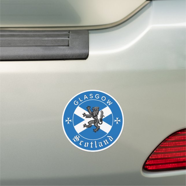 Scotland Car sticker, Glasgow, Scottish Flag Car Magnet (In Situ)
