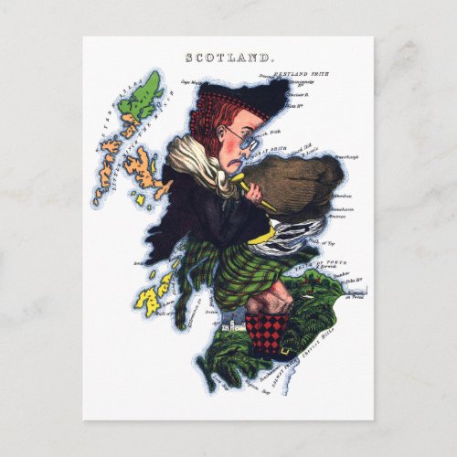 Scotland Caricature Map Postcard