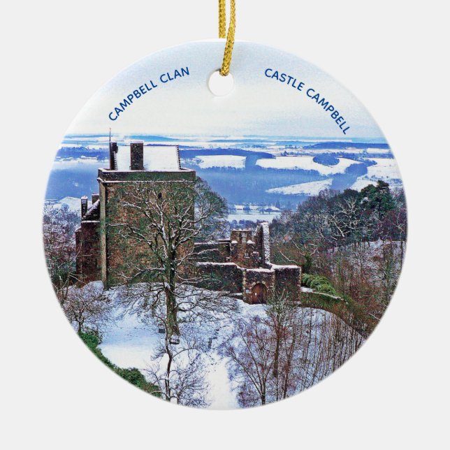 Scotland Castle Campbell Clan Snow Xmas Ceramic Ornament (Front)