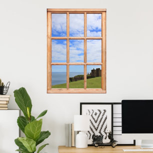 Scotland Castle, Sky and Ocean View from a Window Poster