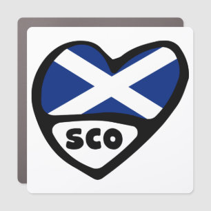 Scotland Country Code Flag Heart, SCO Car Magnet