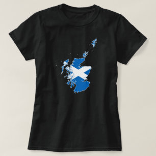 Scotland Country Map and Scottish National Flag T-Shirt